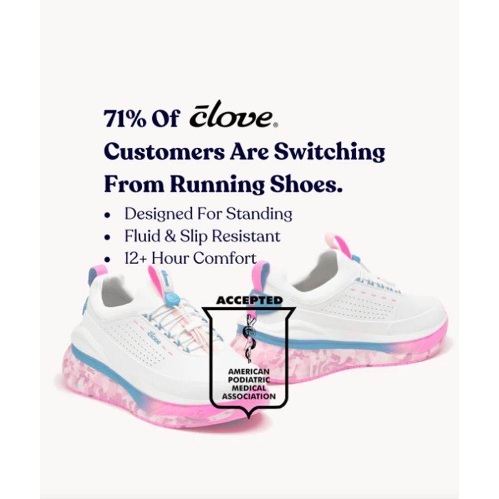 Clove Forte 2 White Pink Marble Women's 10.5 Men's 9 NWOB Limited Edition - Picture 7 of 12